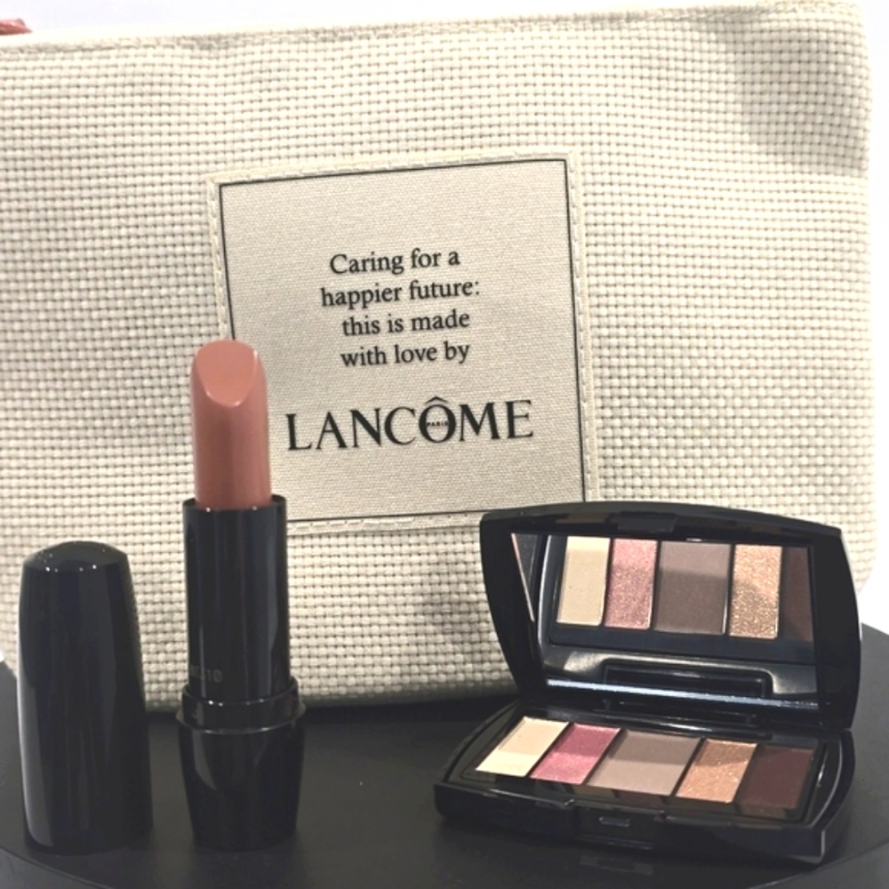 BUNDLE ✅ 3 pc Lancome Bundle: Eyeshadow Palette + Lipstick + Makeup Case ⭐ NEW